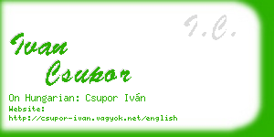 ivan csupor business card